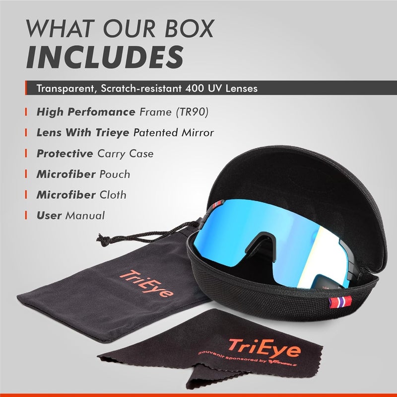 TriEye Store نظارات ركوب الدراجات مع مرآة خلفية - نظارات رياضية للرجال والنساء - حماية UV-400 - Image 3